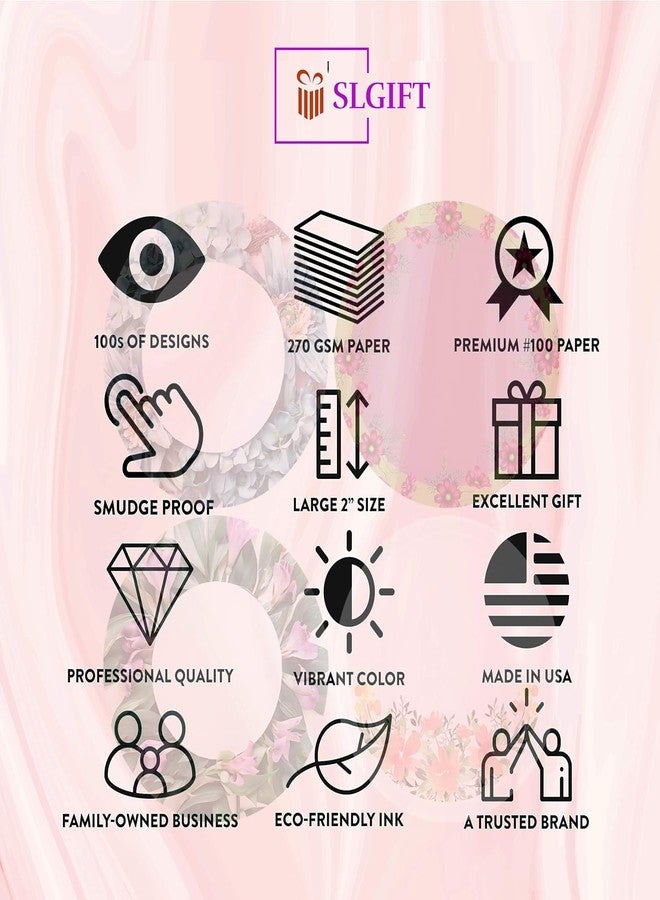 SLGIFT ملصقات فينيل دائرية بنقشة زهور من SLGIFT، ملصقات فينيل ذاتية اللصق، 40 قطعة، ملصق دائري 2 × 2 بوصة، 4 تصاميم فريدة، R111 - Image 5
